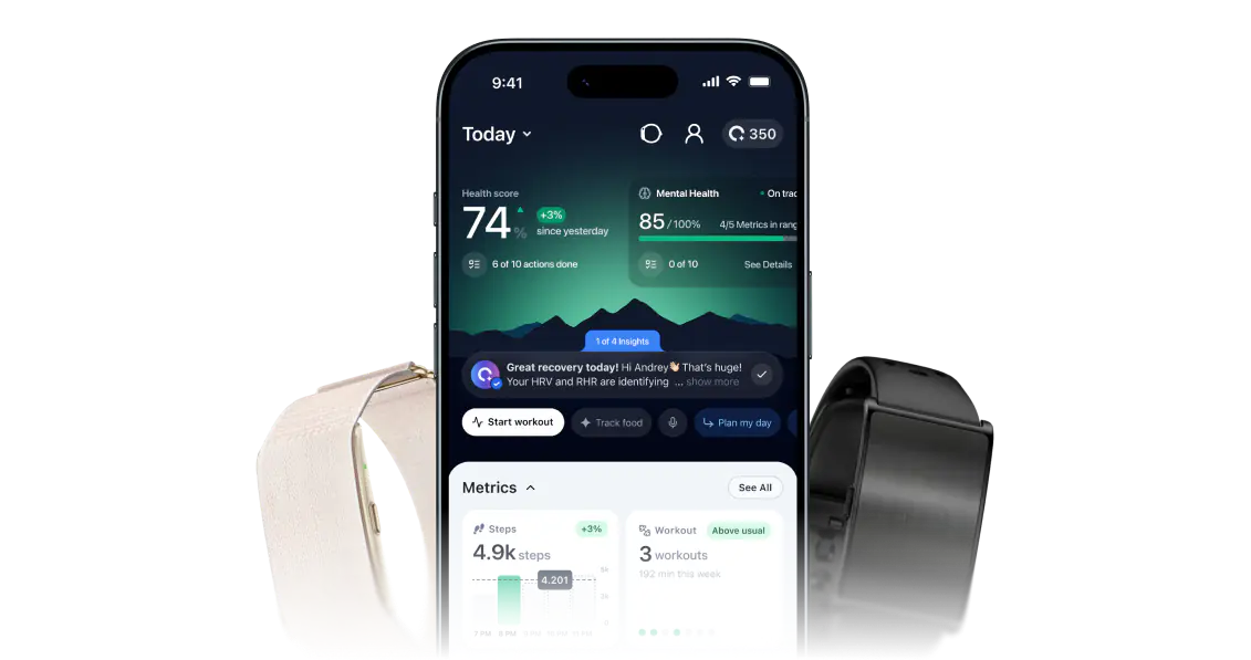 Alois app showing recovery insights, with Alois health devices